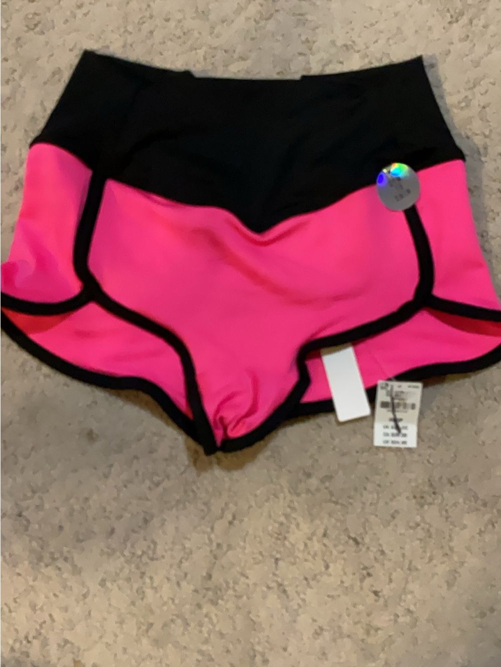 PINK Victoria's Secret Black and Hot Pink Swim Shorts
